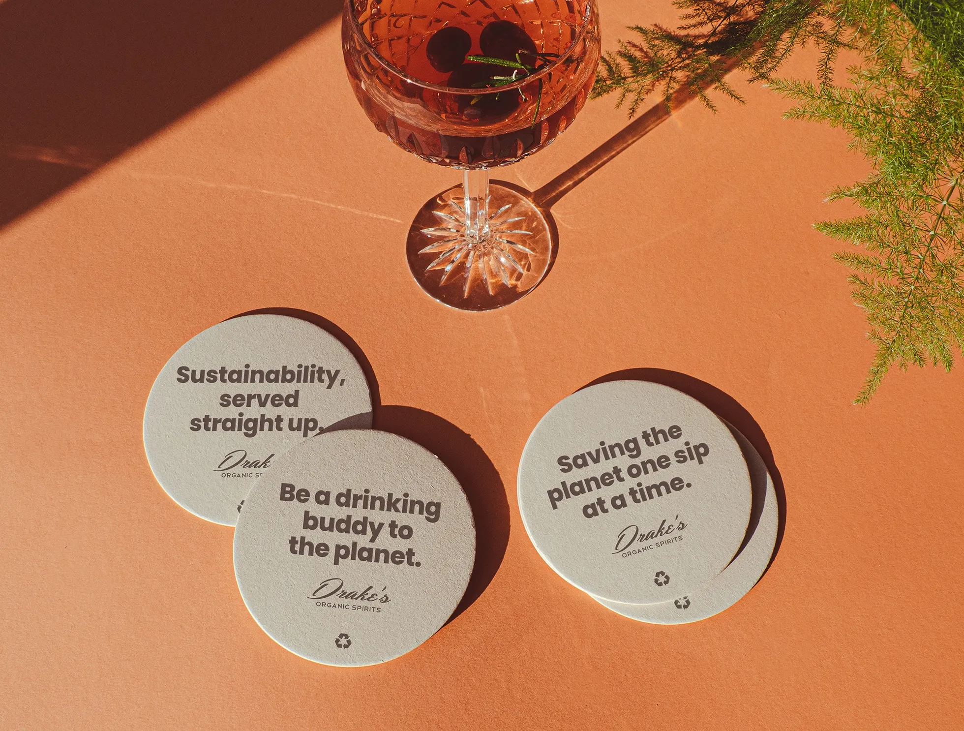 Drake's Organic Spirits coaster mockup