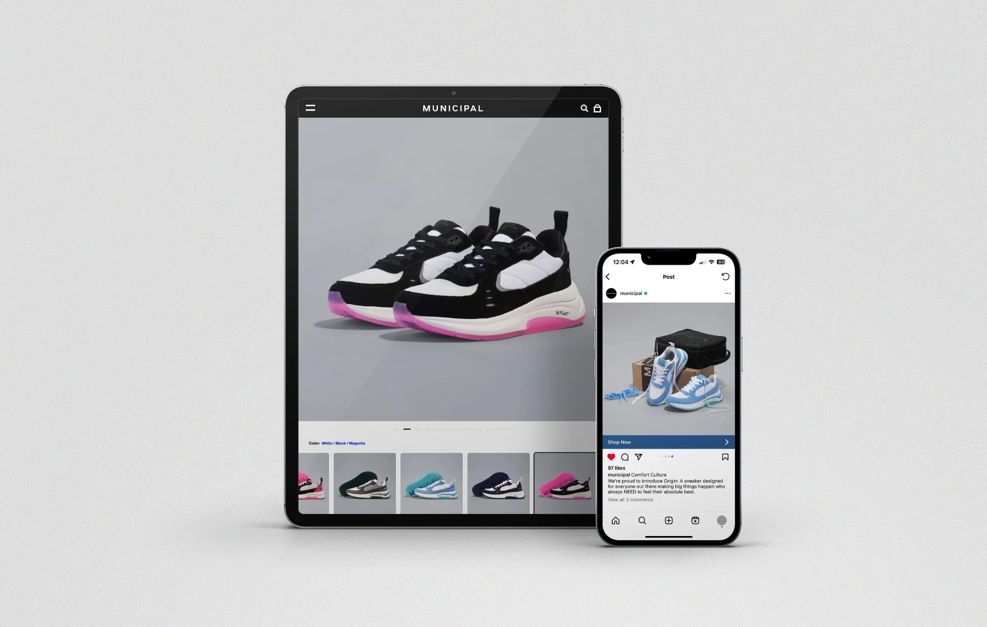 Municipal shoe details on screens